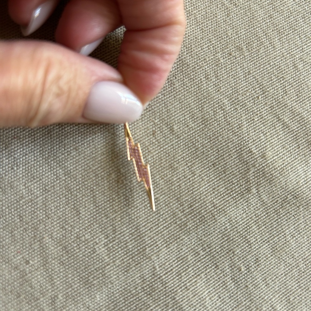 Brand new Rachel Lynn x Corri Lynn 14k RG and Pink Sapphire Lightning Bolt